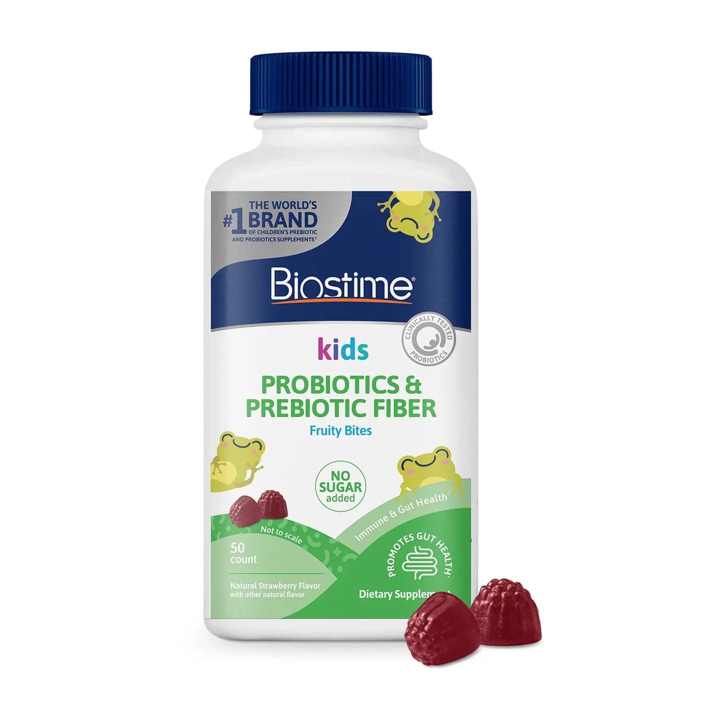 Biostime Kids Fruity Bites Gummies | Includes Probiotics and Essential Vitamins for Kids (Ages 4+) | No Added Sugar | Free from Top 9 Allergens